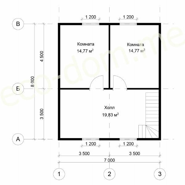Проект дома из бруса 8х7 № ДБ-126