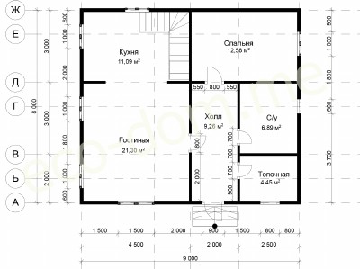 Проект дома из бруса 9х8 № ДБ-127