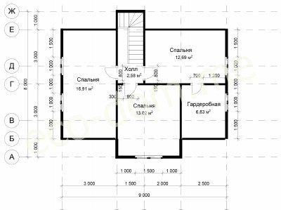 Проект дома из бруса 9х8 № ДБ-127