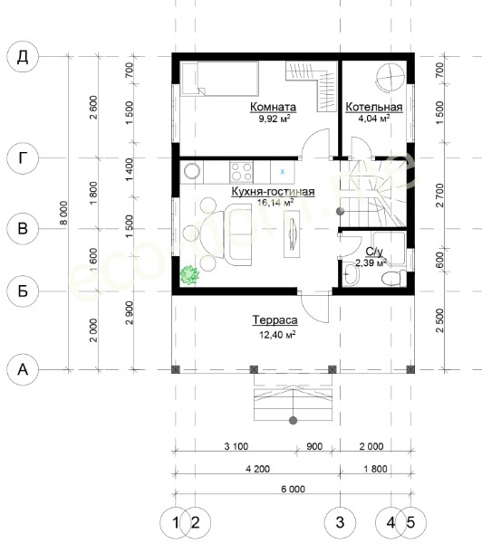 Проект дома из бруса 9х8 № ДБ-128
