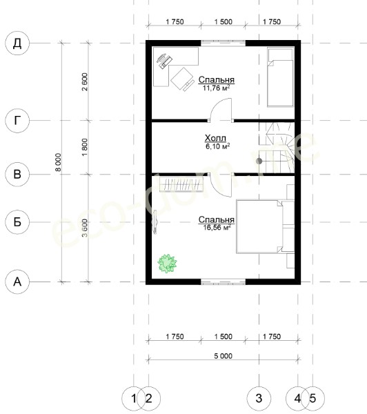 Проект дома из бруса 9х8 № ДБ-128