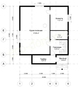 Проект дома из бруса 9X8 № ДБ-132