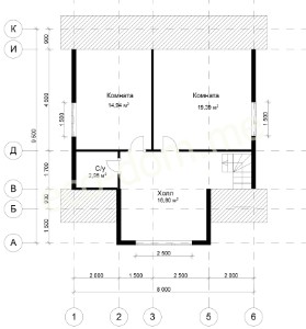 Проект дома из бруса 9X8 № ДБ-132