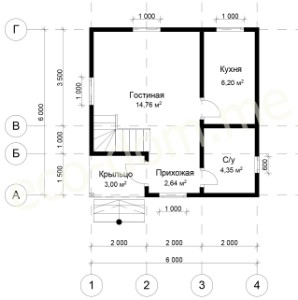 Проект дома из бруса № ДБ-140