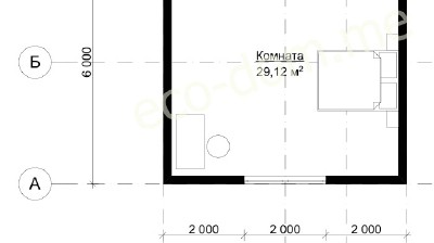 Проект дома из бруса 6х6 № ДБ-54