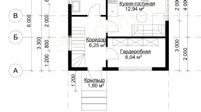 Проект дома из бруса 6х6 № ДБ-55