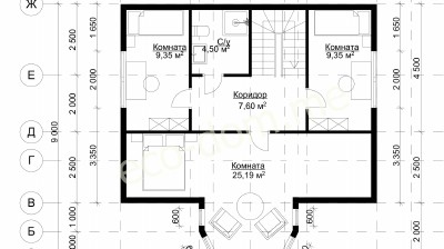 Проект дома из бруса 9х9 № ДБ-69