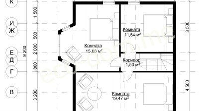 Проект дома из бруса 9х8 № ДБ-70