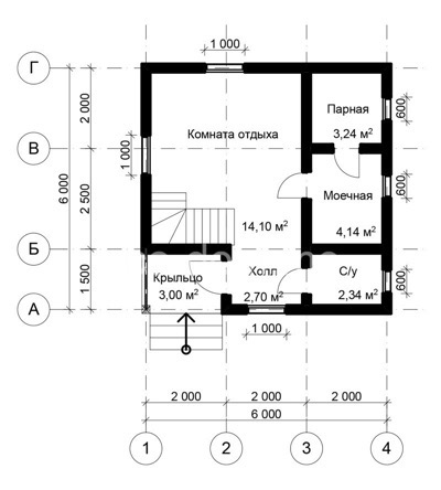Проект дома из бруса 6х6 № ДБ-94