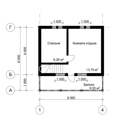 Проект дома из бруса 6х6 № ДБ-94