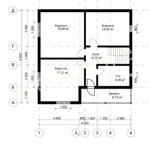 Проект дома из бруса 9х9 № ДБ-96