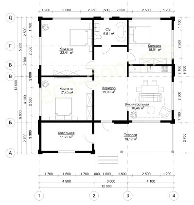 Проект дома из клееного бруса под ключ ДиКБ-01