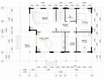 Проект дома из клееного бруса под ключ ДиКБ-03
