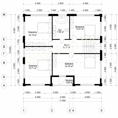 Проект дома из клееного бруса под ключ ДиКБ-06