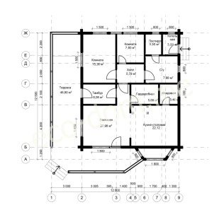Проект элитного дома из бруса 12,5х12,6 № ЭД-99