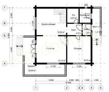 Проект дома из оцилиндрованного бревна 9х11 № ДиОБ-68