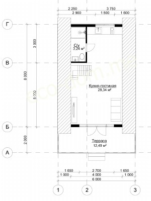 А фрейм дом-шалаш 6х6 м № 04