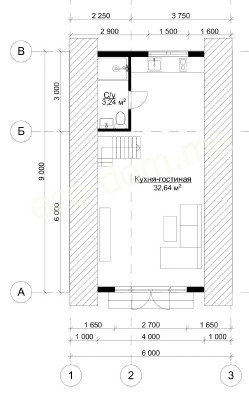 А фрейм дом-шалаш 6х6 м № 05