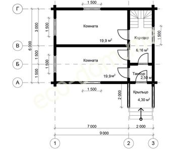 Проект элитного дома из бруса 6х9 № ЭД-91