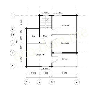 Проект дома из бревна 8х8 № ДиБ-76