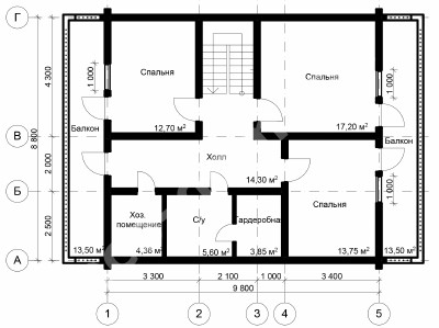 Проект дома из бруса 13х10 № ЭД-57