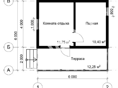 Проект бани из бруса 6х6 № Б-10