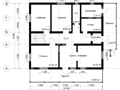 Проект дома из бруса 9х10 № ДБ-89